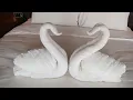 Towel folding swan||housekeeping towel art||beautiful bed decoration hotel||swan art#RB LOVE#youtube