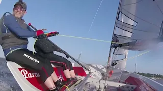 Sailing with my daughter in a National 12 dinghy on the river Medway