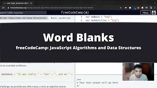 Word Blanks Basic JavaScript freeCodeCamp tutorial