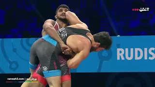 مسابقات کشتی فرنگی قهرمانی جهان فینال وزن ۸۲ کیلوگرام غلام رضا فرخی از ایران مقابل بلوک فدز گرجستان 