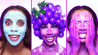 ME vs Ai 🍇 Grape Fruit Glam Tutorial + Shocking Makeup Removal 😳