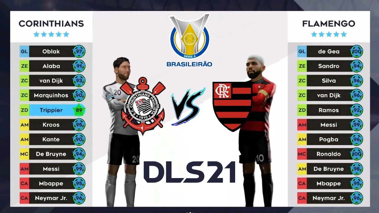 Dream League Soccer 2021 : Flamengo X Corinthians - Campeonato Brasileiro Rodada 17