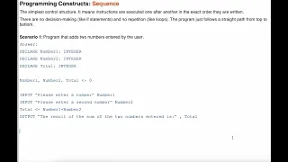 Pseudocode Sequence Construct
