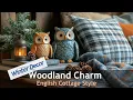 Whimsical Winter Wonderland Woodland Animals in English Cottage Style