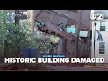 Historic building damaged following tornado warning