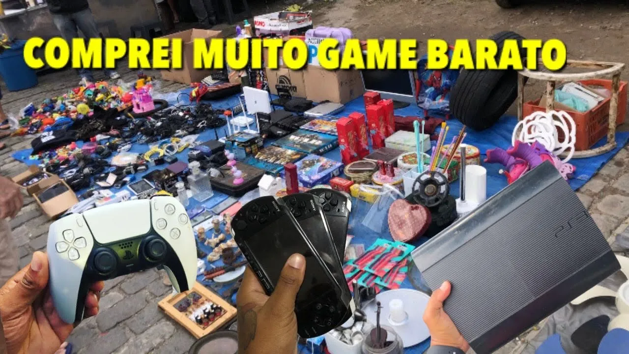 CAÇADA GAMER PAGUEI MUITO BARATO NOS GAMES NA FEIRA DO ROLO | PS5 PS2 PS3 3DS PSP