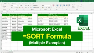 MS Excel - SORT Function SORT Formula in Excel