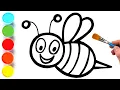 Bumble Bee Drawing Painting and Coloring for Kids Toddlers How to Draw Insect Animals