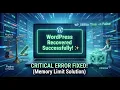 How to Fix WordPress Critical Error Memory Limit There has been a critical error on this website