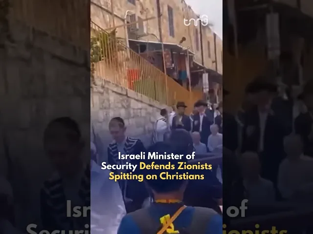 ⁣Israel's Minister of National Security Ben Gvir defends Zionists spitting on Christians.
