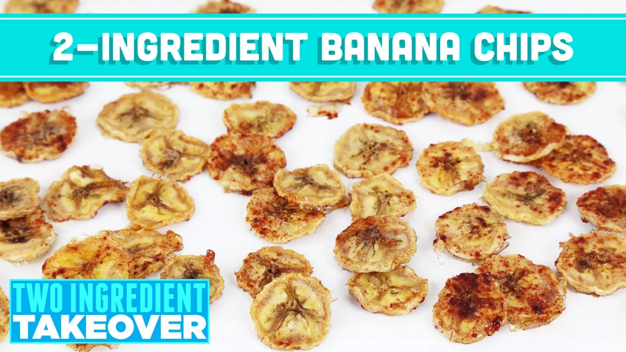 2 Ingredient Baked Banana Chips! Two Ingredient Takeover - Mind Over Munch