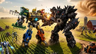 FARM VEHICLES COMBINE INTO GIANT MECHA G1 Epic Dust Titan Battle  4K Sci Fi CGI