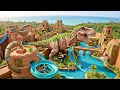 250 Days Building an Epic T-Rex Waterpark with Multi-Tier Water Slides Complex Using Primitive Tools