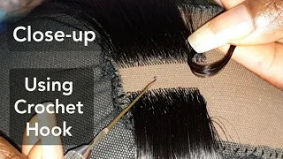 close up how to make a lace closure lace frontal using a tiny crochet hook latch hook method