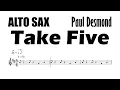Take Five EASIER Version Alto Sax Sheet Music Backing Track Play Along Partitura