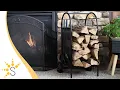 Sunnydaze Fireplace Tool Set with Log Holder - Poker Shovel and Brush Tools-GWC-463