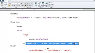 TAMIL JAVASCRIPT SINGLE STATEMENT MULTIPLE VARIABLE DEMO