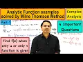 Analytic Function examples solved by Milne Thomson Method part-1
