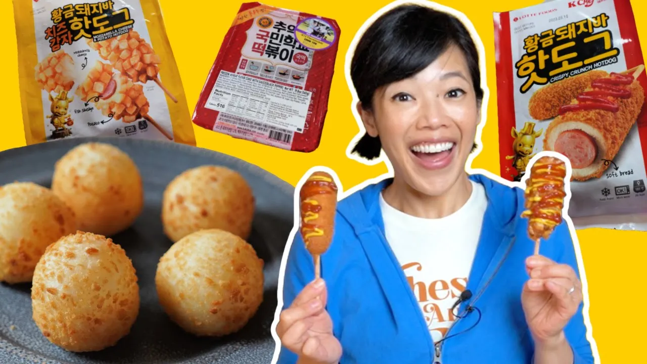 My First Korean Frozen Foods Taste Test   puffy crispy cheese balls, potato dogs, tteokbokki & more!