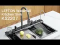 Lefton Adjustable Waterfall Faucet Kitchen Sink with Digital Temperature Display Lighting-KS2207