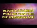 DevOps SysAdmins What are these two file permissions for 2 Solutions