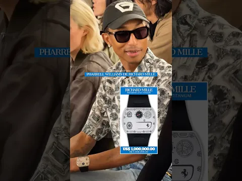 Pharrell Williams usando um dos relógios mais finos já produzidos: o Richard Mille RM UP-01 Ferrari