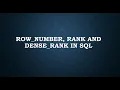 row - number Rank and Dense