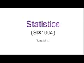 Statistics SIX1004 Tutorial 1 Frequency Distribution Table Bar Chart
