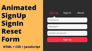 How to Create Animated Signup Login Reset Password Form using HTML CSS JavaScript