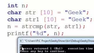 94 strcmp function in C Programming Hindi
