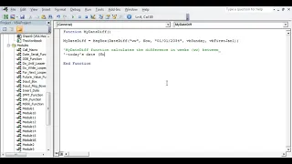 Excel VBA User Defined Function UDF DateDiff