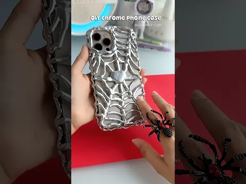 DIY chrome phone case🕷️🕸️✨#shorts #art #diy #craft #youtubeshorts
