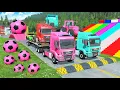 Lagu Flatbed Trailer McQueen Transportation with Truck - Speedbumps vs Cars vs Train - BeamNG.Drive #542