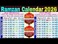 Sehri Iftar Time Table 2026 Ramzan Calendar 2026 Ramadan Time Table 2026