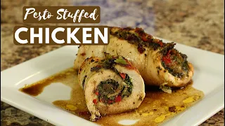 pesto stuffed chicken with a balsamic reduction sauce rockin robin cooks