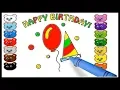 Happy Birt ay Coloring Pages for Kids How to Draw Set for Birt ay Coloring Book for Kids