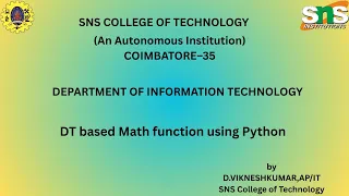 DT based Math function using Python Python Programming SNS Institutions