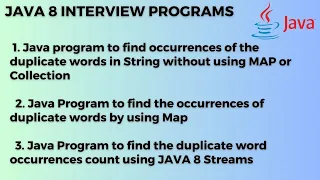 Java 8 Program to find the duplicate word occurrences count using Streams Java 8 Interview Programs