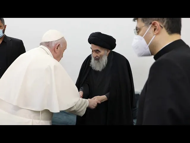 فيديو جديد: لحظة توديع السيد السيستاني للبابا فرنسيس