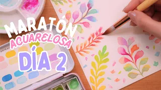 ¡Convierte manchas de acuarela en plantas relajantes! 🌿 | MARATÓN ACUARELOSA (DÍA 2)