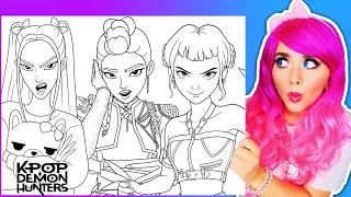 Coloring K-Pop Demon Hunters Coloring Pages Rumi Mira and Zoey HUNTRIX Coloring Ohuhu Markers