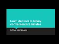 Learn Decimal to Binary Conversion in 2 Minutes Malayalam