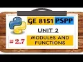 GE 8151 PSPP NOTES - 2 7 MODULES AND FUNCTIONS