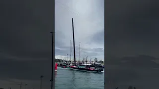 Barcelona’s Port Vell was packed with America’s Cup supporters lining the docks earlier today.
