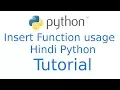 How to use insert method in python Python Hindi Tutorial
