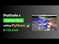 Pothole Detection Using Python and YOLOv8 Image Detection Output with Source Code