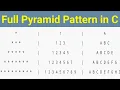 C Program to Print The Full Pyramid Pattern of Stars Number Alphabets Pattern Program in C