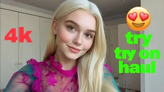 4k pink micro bikini try on haul transparent transparent lingerie u0026 see through style with mariana