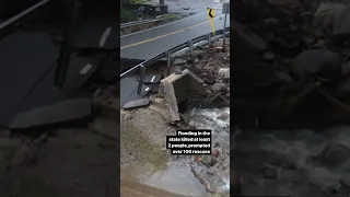 Drone shows major road collapse damage in Monroe CT