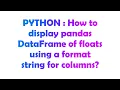 PYTHON How to display pandas DataFrame of floats using a format string for columns